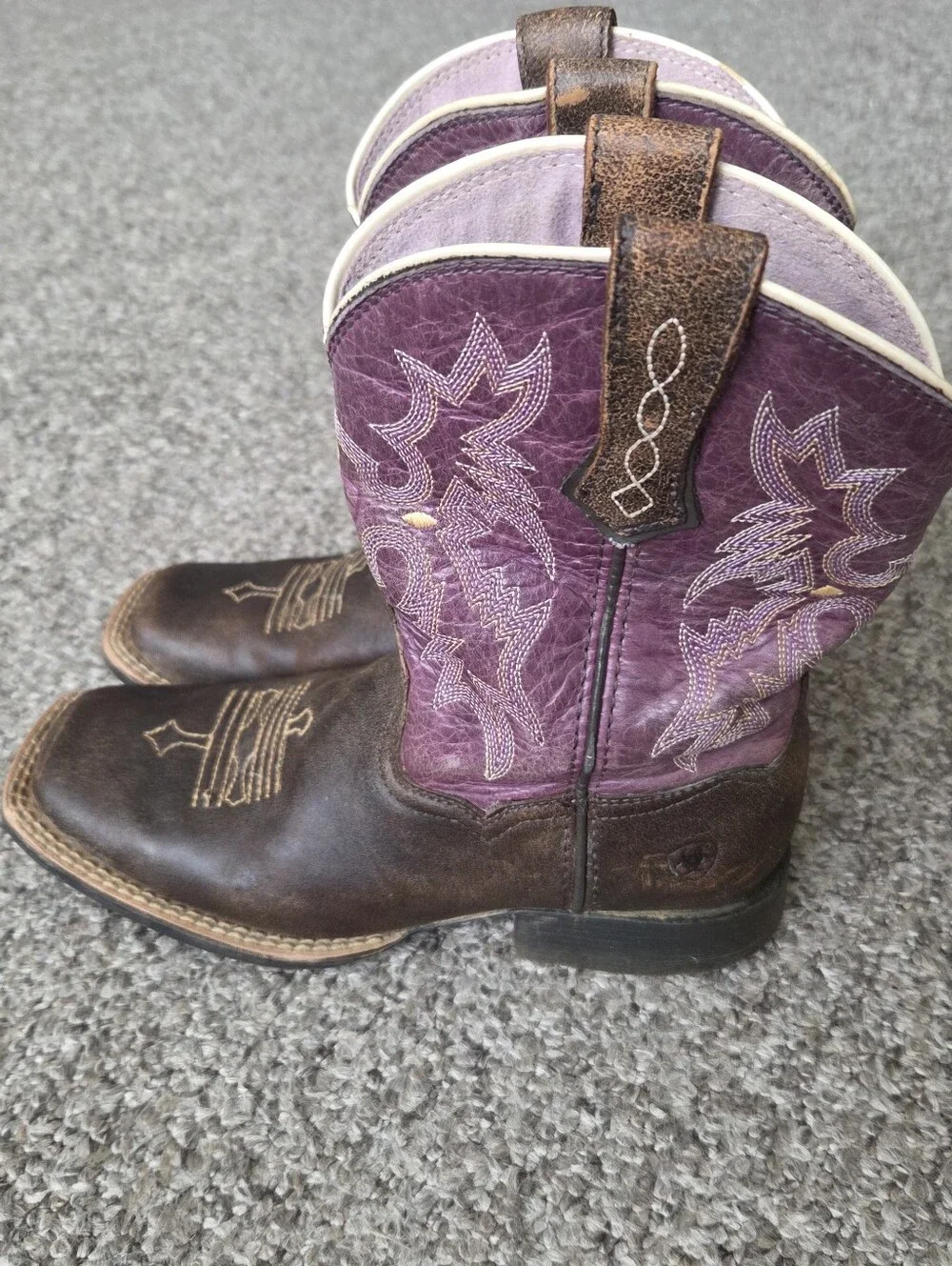Ariat 'Tombstone' Boots Youth Kids Size 1 Square Toe Cowboy Western Plum Purple